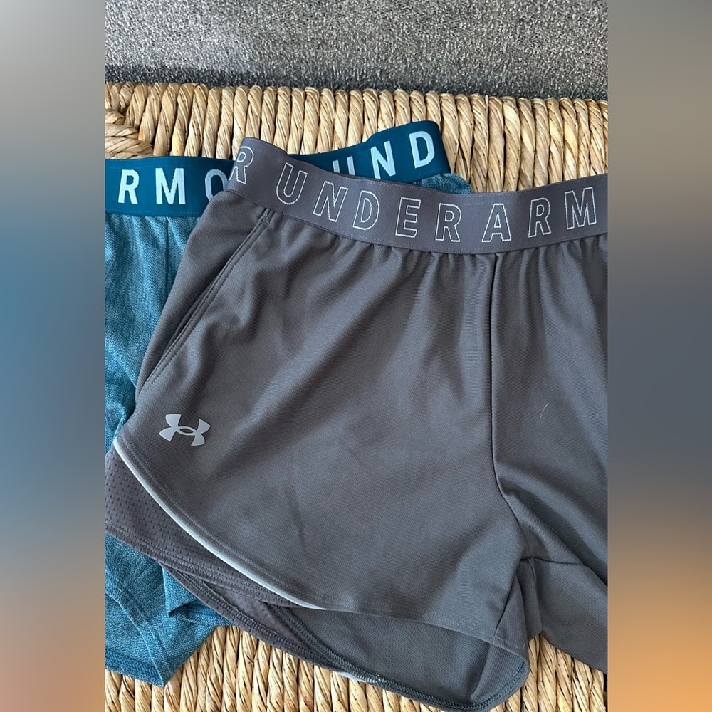 Women’s Under Armour Shorts (2 pair) size Medium. Dark teal and Gray